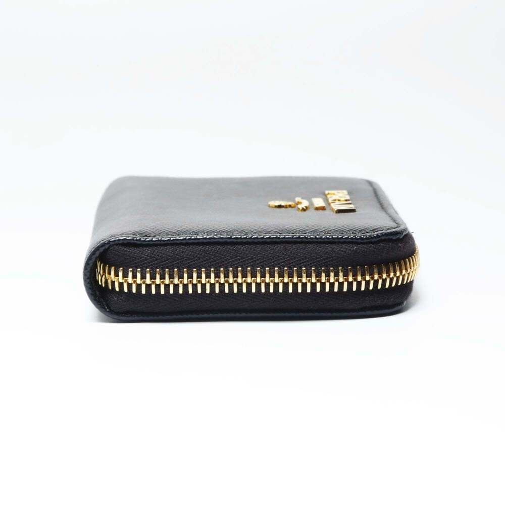 Prada Saffiano Leather Round Zip Wallet/Coin Case Compact Black - Picture 5 of 12